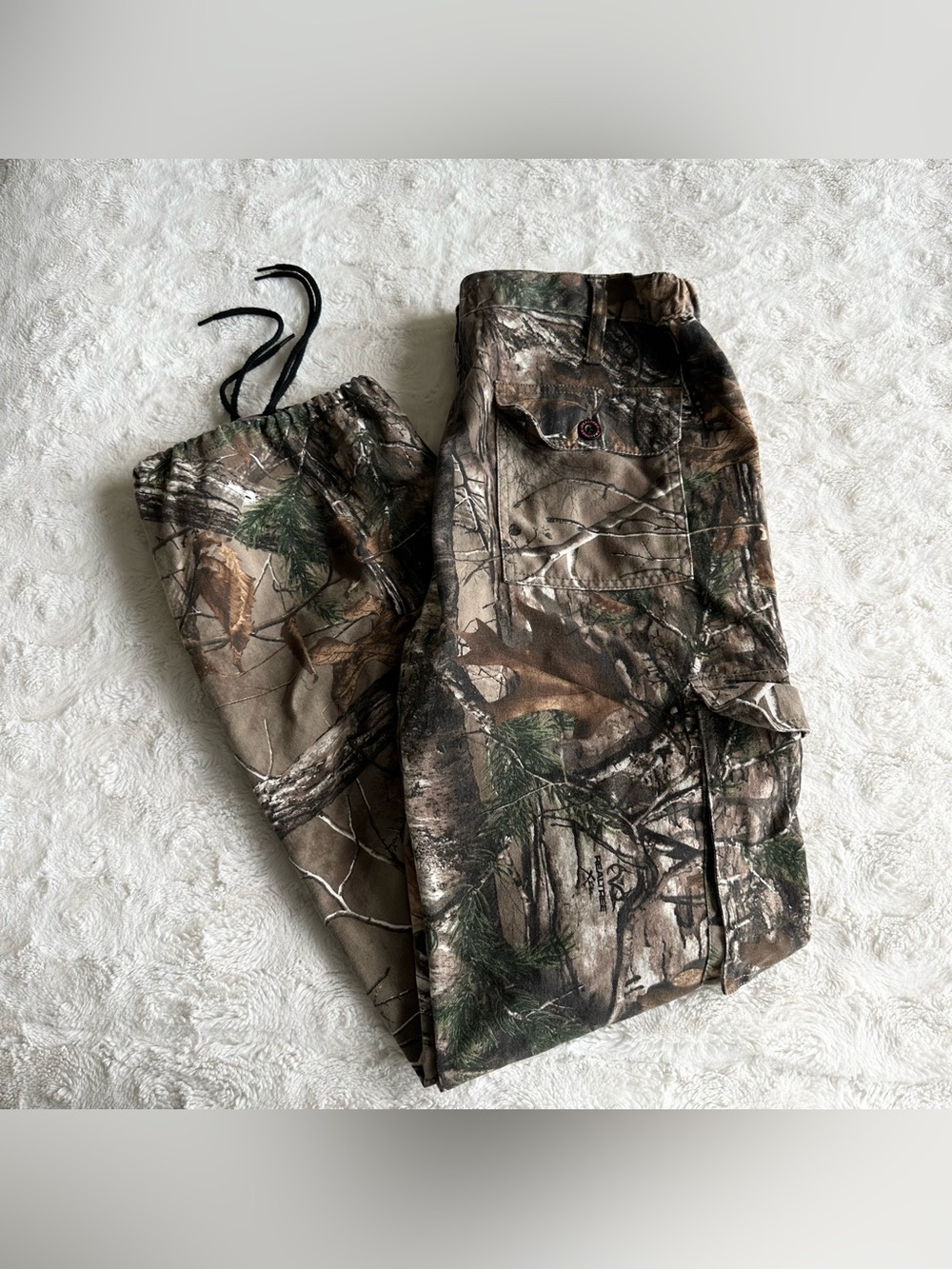 Realtree Camo Cargo Pants Womens Large Brown Straight Leg Hunting Outdoor Pocket